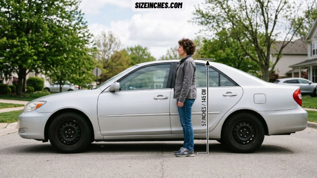 mid-size sedan with a roof height of about 57 inches as a height reference