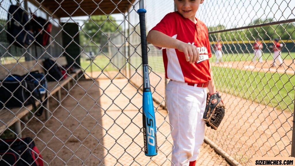  A youth baseball bat measuring about 26 inches long