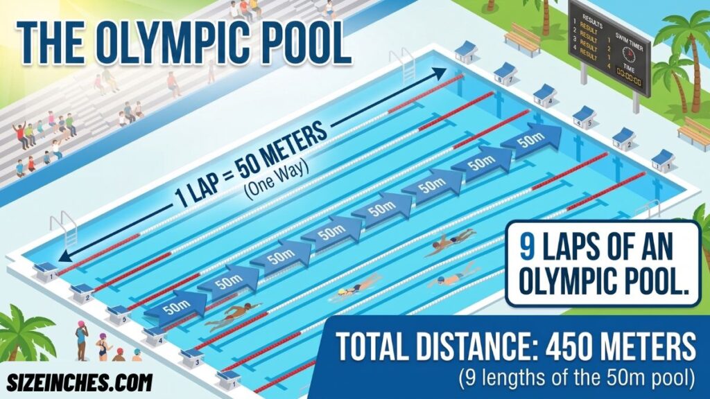 An Olympic swimming pool where 32 lengths equal about one mile or 2,200 steps