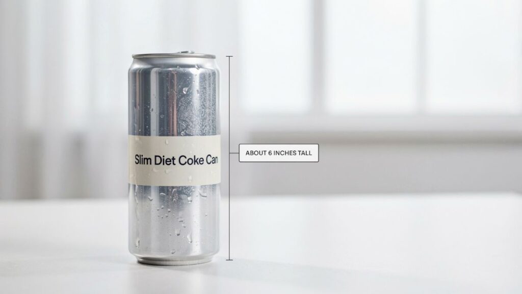 A slim Diet Coke can next to a Celsius can showing the same 12 oz slim shape