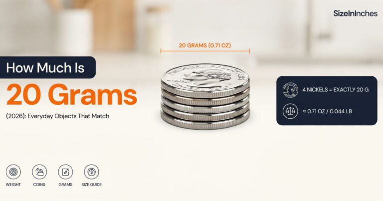 How much is 20 grams infographic showing four US nickels equal to exactly 20 grams