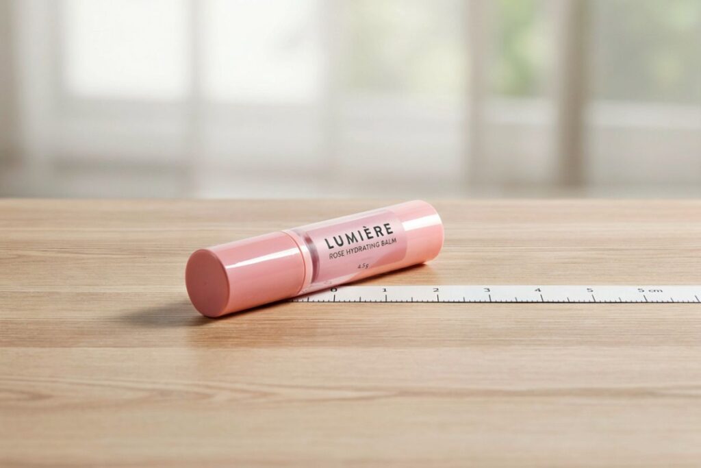 A lip balm tube weighing about 10 grams shown as a weight reference