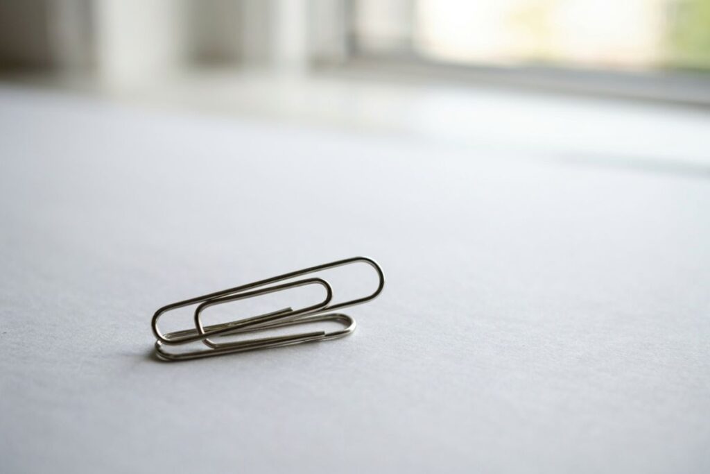 One small paperclip weighing about 1 gram as an office item reference