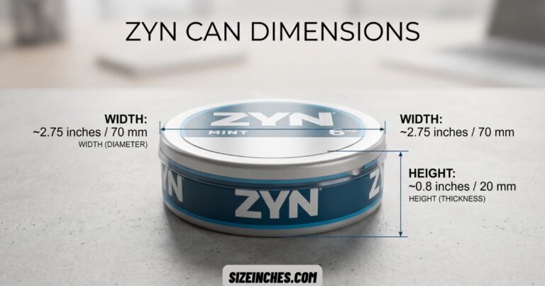 ZYN can dimensions showing 2.75 inch (70 mm) diameter and 0.8 inch (20 mm) height.
